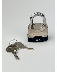 50mm Nickel plated laminated steel padlock with a hardened steel shackle