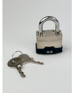 50mm Nickel plated laminated steel padlock with a hardened steel shackle